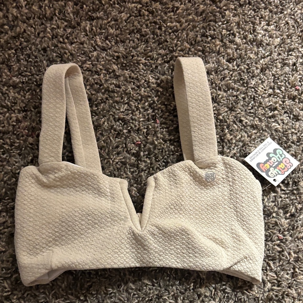 Textured salty honey Medium Cream Bikini Top